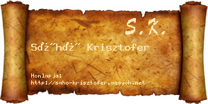 Sáhó Krisztofer névjegykártya